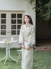 春夏用 輕やかなデザインの改良型チーパオ【古典印花・ノースリーブ・日常遣い・国風】（セットアップ対応）