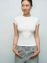 aolol 天絲シリーズ 超薄型 レディースショートスリーブTシャツ【涼感・体型カバー・大きなストレッチ】