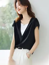 重ね着風VネックTシャツ【夏用・快適・シンプルデザイン】（セットアップ対応）