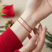 極上の柔らかさを楽しめる！14K包金の麻花編みハンドメイドブレスレット【水に強い・細身・レッドコード】