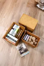 大容量 籐製収納バスケット【草編み・本・おもちゃ・小物収納】【ナチュラルデザイン】