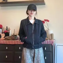 春秋用 レディース 半袖デニムジャケット【ゆったりシルエット・ウォッシュ加工・クラシックデザイン】