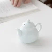 青瓷製の小型梨形ティーポット【フィルター付き・個人用・陶器製】