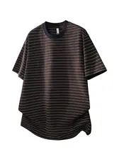 半袖Tシャツ メンズ ボーダー ヴィンテージ オーバーサイズ 通気性 シンプル カジュアル 着回し 夏 「HAOZHI」
