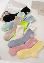 女性用 綿製秋用防臭中筒ソックス【カラフル・トレンド・長さ】