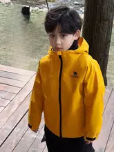 Camel 子供用三合一防風防水登山ジャケット【男女兼用・イエロー・中大童向け】（セットアップ対応）