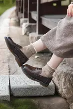 半島シューズ 裏起毛 イギリス風レディースローファー【中ヒール・制服用・厚底】