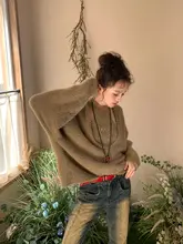 パール風の柔らかニットセーター【秋冬用・ルーズフィット・スタイル】