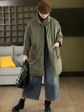 リバーシブルデザインの厚手コットン中長丈ジャケット【冬用・保温・チェック柄】