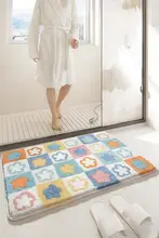 吸水マット 滑り止め 起毛 ボタニカル 花柄 カラフル トイレ前 洗面所 バスルーム