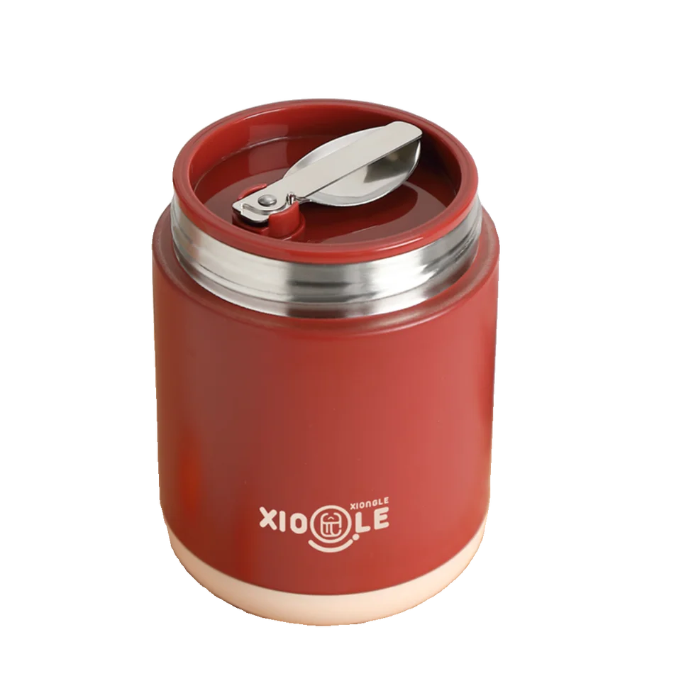 真空ステンレス製 ブreakfastカップ【フタ付き・スプーン付き・携帯用】