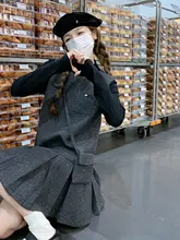 学院風の小柄向けワンピース【フレンチプリーツ・重ね着対応】（セットアップ対応）