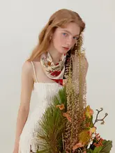 フランス風ヴィンテージシルクスカーフ【秋冬用・万能デザイン】