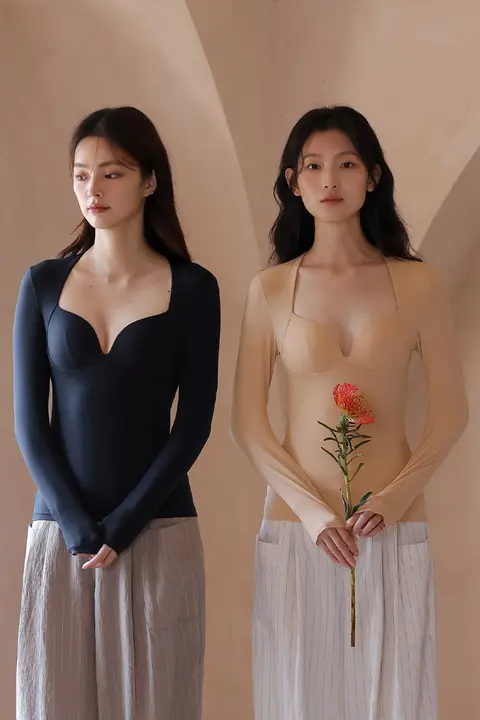 バストパッド付きフィット感のある春用インナー【滑らかな肌触り・無縫製】