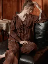 秋用長袖パジャマ【胸パッド付き・長パンツ・春夏用・ホームウェア】（セットアップ対応）