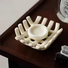 手作り陶器の石鹸トレイ【ホテル・民宿用・水切り付き】