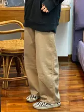 カジュアルで快適！ワイドレッグデニムパンツ【カーキ・大きいサイズ・フィット】