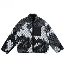 SLAMBLE 冬用モザイクフリース立ち襟ジッパー保温ジャケット【男女兼用・カジュアル・万能】