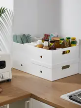 キッチン用 大型収納ボックス【プラスチック・フタ付き・整理整頓・ホワイト】