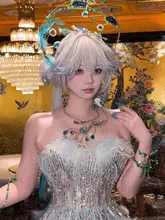 孔雀の羽をあしらった六芒星デザインのネックレス【漢服用・新婦アクセサリー・ロリータスタイル】