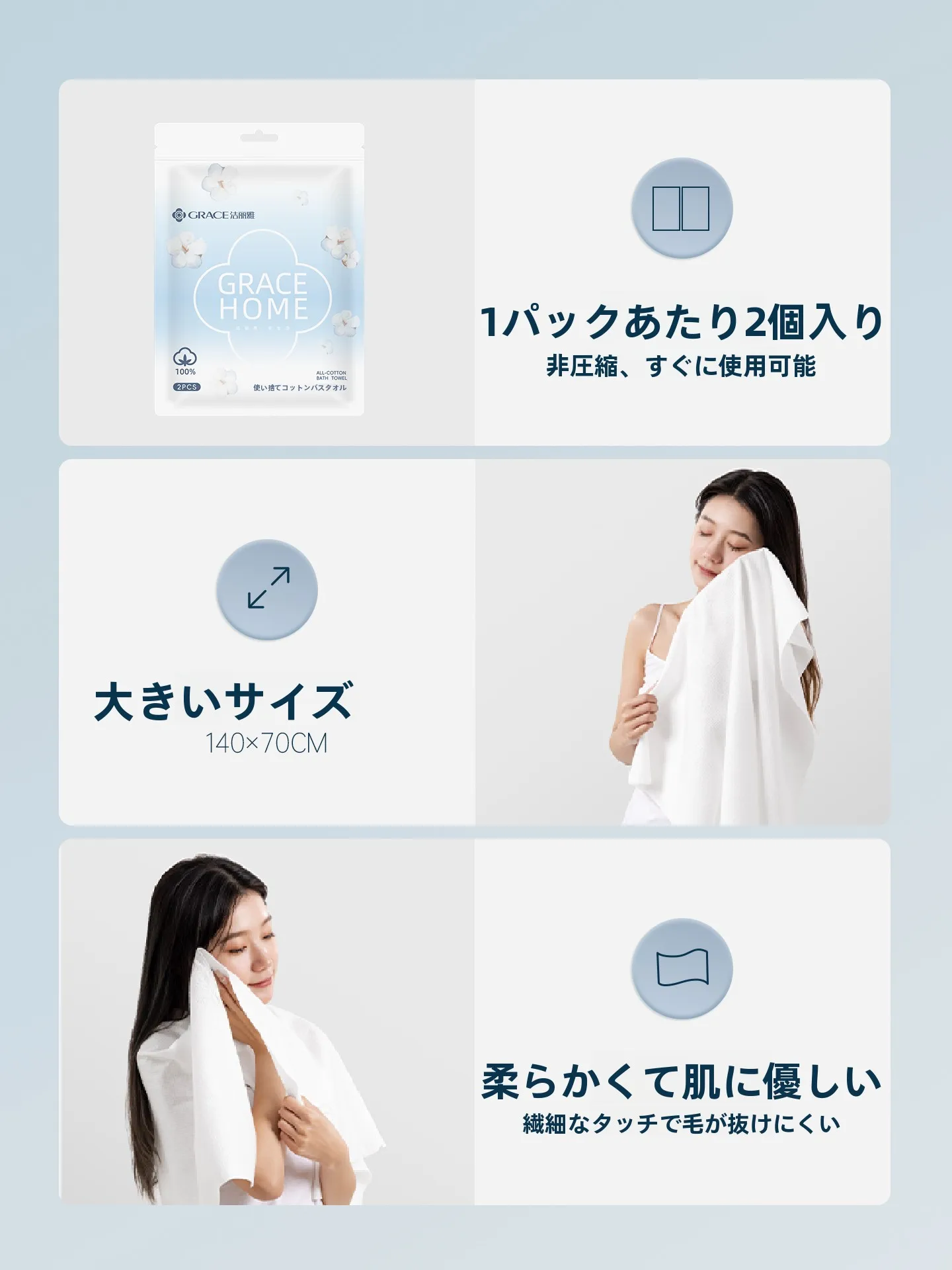 携帯用バスタオルの選び方：grace使い捨てバスタオルの旅行用実用性と吸水性解析