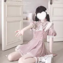 グレーとピンクの可愛いアイドル風ワンピース【オリジナルデザイン・レース付き】（セットアップ対応）