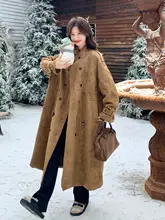 コーヒーカラーのトレンディなボアコート【ウエスト絞り・フード付き】