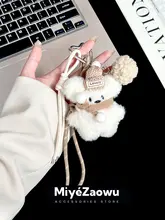 バッグチャーム キーホルダー 子犬 マスコット スカーフ 帽子 かわいい ペア