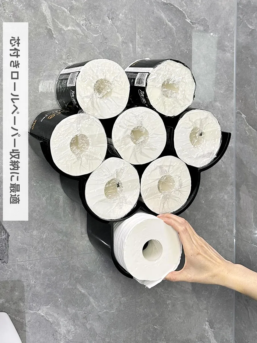 穴あけ不要のカートゥーンスタイルトイレットペーパーホルダー：壁掛け収納の実用性とデザインバランス