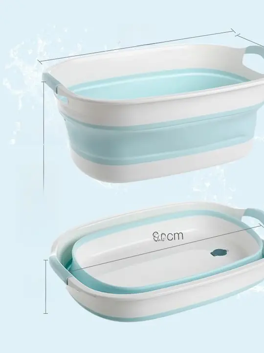 折りたたみ式特大洗面器【ベビー用・携帯型・プラスチック製・長方形】