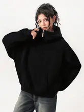 ハーフジップ パーカー レディース 厚手 無地 アメリカン風 ストリート 着回し 秋 カップル「WASSUP」