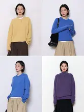 オールウール クルーネック プルオーバー 長袖 ニット セーター レディース 春