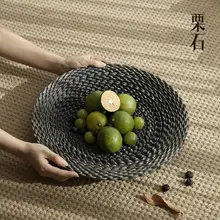 侘寂風のフランス風 アンティークブラック果物トレイ【樹脂製・アート装飾用・デスクトップインテリア】