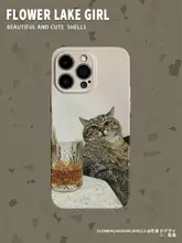 微醺ワイン猫デザインのスマホケース【iPhone用・ソフトタイプ・対応機種多数】
