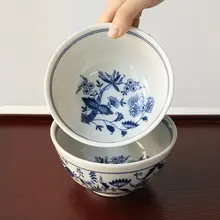 美濃焼のレトロ陶器 食器【青花唐草模様・家庭用・スープ皿・プレート】