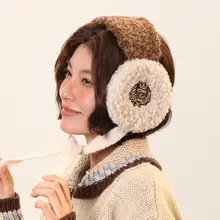 おしゃれなデザインの耳あて【カラーブロック・冬用・防風・通勤に最適】