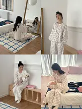 ポルカドット柄のかわいいパジャマ【ルームウェア・セットアップ対応】