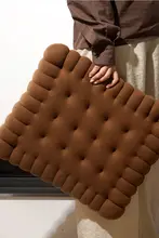 フロアクッション クッション クッキー型 ショートボア 厚手 チョコカラー かわいい 畳用 和室「URFF DECO」
