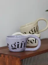 ユニークなデザインの陶器製コーヒーカップ【家用・インスタ風・マグカップ】