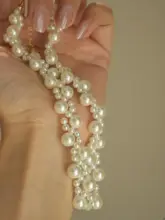 フランス風レース編みパールネックレス【クラシックデザイン・手作り仕様・イヤリング付き】