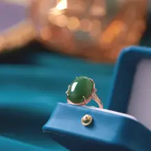 碧玉エッグ面アジャスタブルリング【S925シルバー・和田玉・軽やかなデザイン】