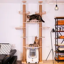 キャットタワー 大型 キャットツリー 一体型 豪華 榧製