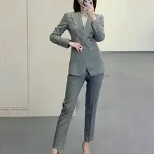 CHICPC 豌豆緑ビジネススーツセット【春秋用・ダブルブレスト・女性用】