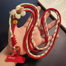 調整可能なリボンデザインのスマホ用ショルダー紐【男女兼用・花柄・カラフル】