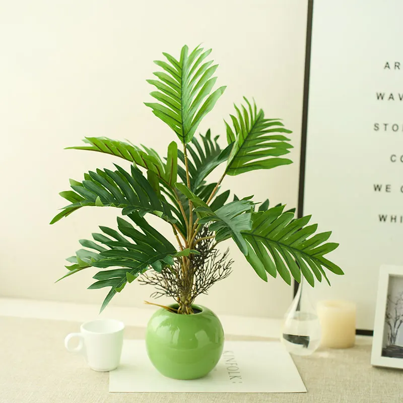 高品質なリアルなグリーン植物のフェイクフラワー：デスク・リビング用装飾のDIYアイデアと手作り雑貨販売への応用