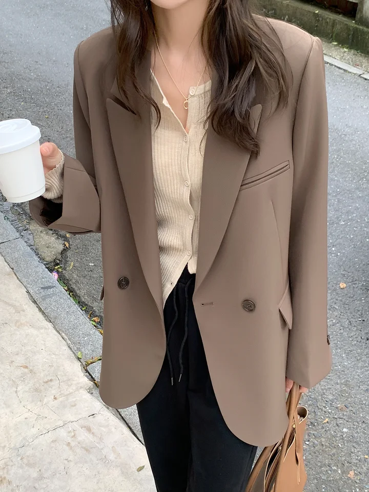 カジュアルで楽な着心地のジャケット【秋春用・コーヒーカラー・女性用】（セットアップ対応）