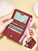 短型本革製女性用ミニ財布【極薄デザイン・多機能・ジッパー開閉】