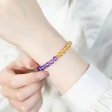 天然黄水晶と紫水晶のブレスレット【本命年の招財・情緒安定】