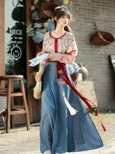 春季用オリジナル漢服【唐風デザイン・ウエストまでの長さ・日常用】（セットアップ対応）