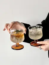 ヴィンテージ風の低脚ガラスカップ【アメリカンコーヒー・ドリンク対応・フルーツジュース用】